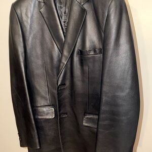 Elegant Black Leather Sport Coat